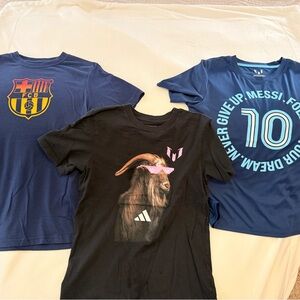 Kids Soccer Graphic T-Shirts Set - Blue, Black